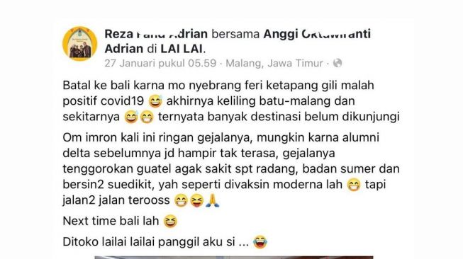 Viral! Orang Positif Covid-19 Gagal Ke Bali Malah Keliaran di Malang, Kemenkes Buka Suara. (Dok: Istimewa)