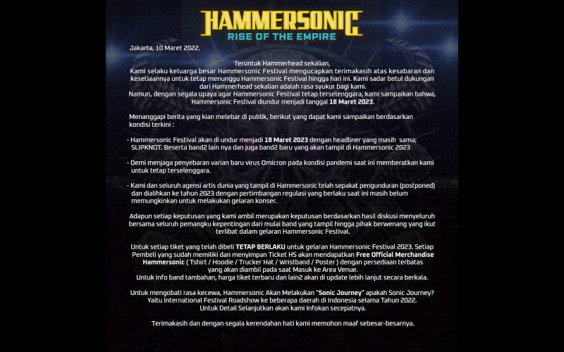 Hammersonic Kembali Ditunda Lagi, Netizen: Refund Dulu Buat Beli Minyak!