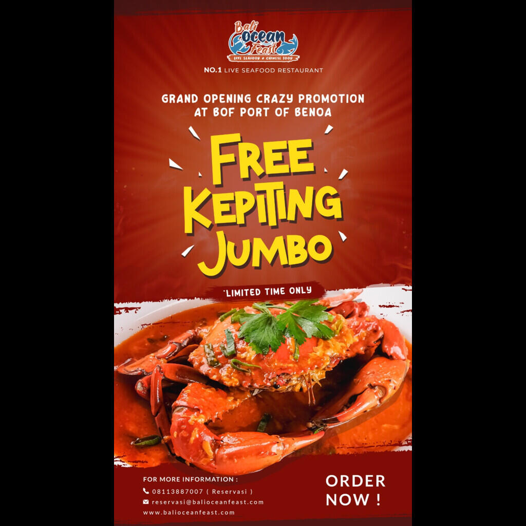 Free Kepiting Jumbo at BOF Seafood Benoa